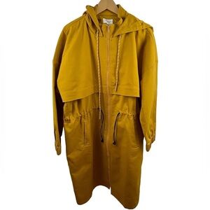 NWT Who What Wear Womens Penny Parka Yellow 1X Cotton Blend Hooded